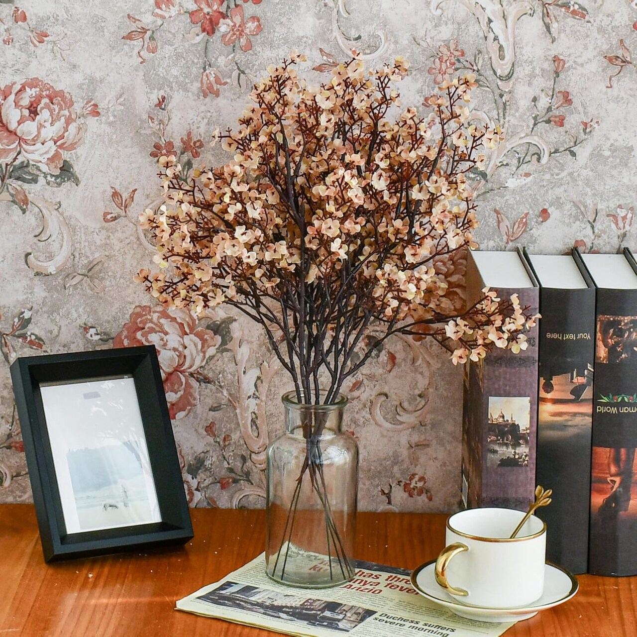 Artificial Baby’s Breath Flowers Fall Centerpiece - Light Brown